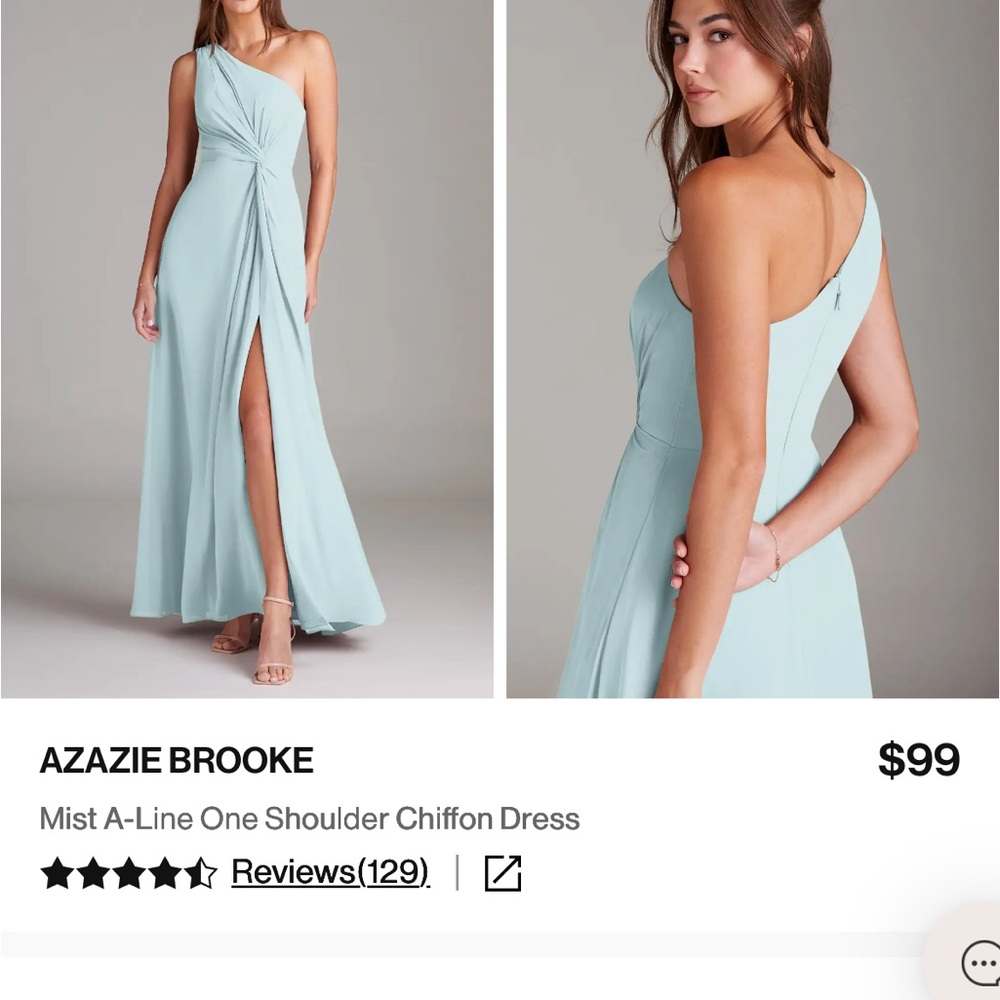 Azazie One Shoulder Chiffon Dress in Mist Blue